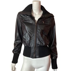 Y2K Leather Jacket with Zipper